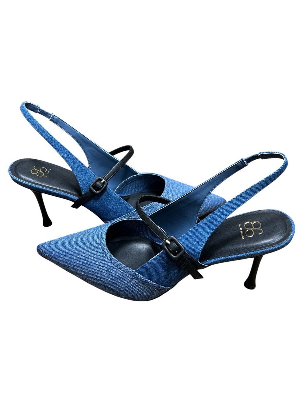 New Cosy Island StrikeStep Elegant Stiletto Heeled Slingback denim blue size 11